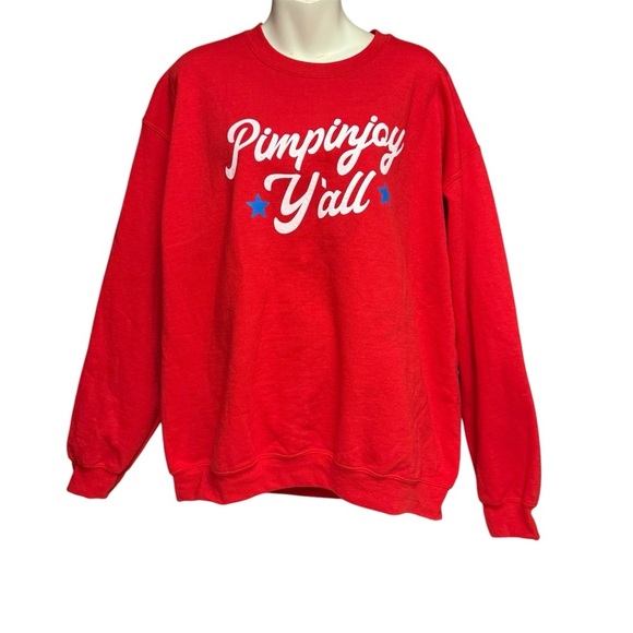 Red Pimpinjoy Y'all Sweatshirt size XL not worn at all - Picture 1 of 6